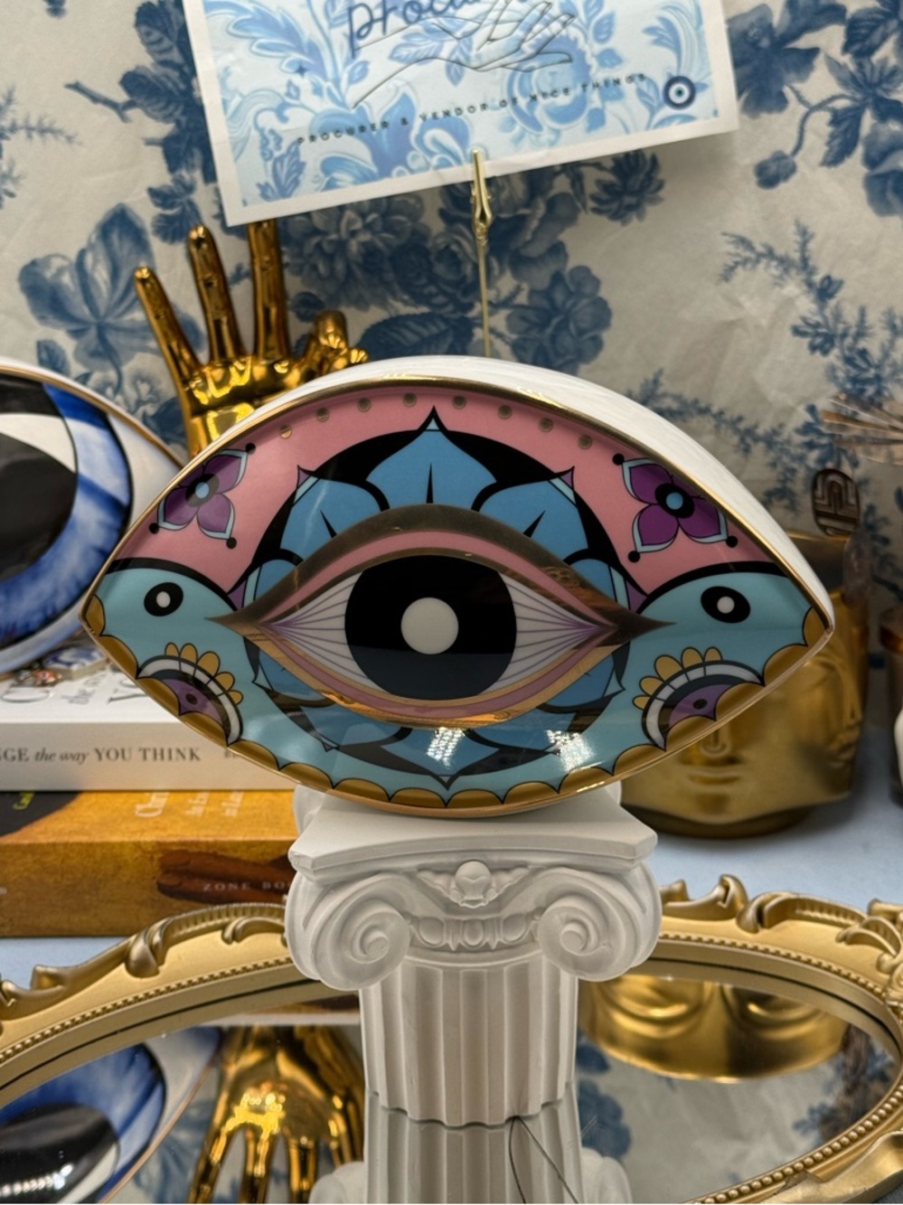 🆕 THE PROCURESS COLLECTION 🧿 All-Seeing Eye Paperweight - Boho Gold Pink - Picture 5 of 16